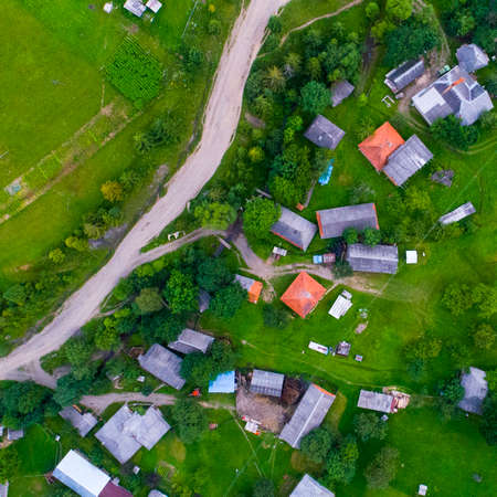 Forests, meadows  and hills of the Carpathian mountains taken with drone, Ukraineの写真素材