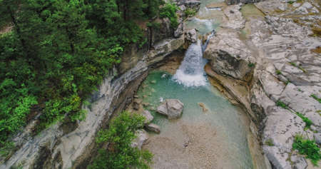 Beautiful waterfall in mountains,  souther France, Provenceの写真素材
