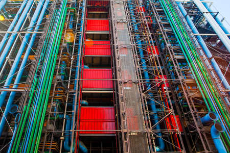 PARIS, FRANCE - October 10, 2016 : Facade of the Centre of Georges Pompidou . The Centre of Georges Pompidou is one of the most famous museums of the modern art in the worldのeditorial素材