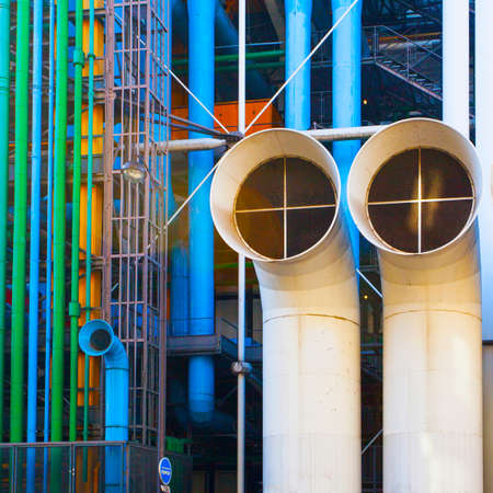PARIS, FRANCE - October 10, 2016 : Facade of the Centre of Georges Pompidou . The Centre of Georges Pompidou is one of the most famous museums of the modern art in the worldのeditorial素材