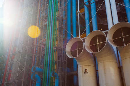 PARIS, FRANCE - October 10, 2016 : Facade of the Centre of Georges Pompidou . The Centre of Georges Pompidou is one of the most famous museums of the modern art in the worldのeditorial素材