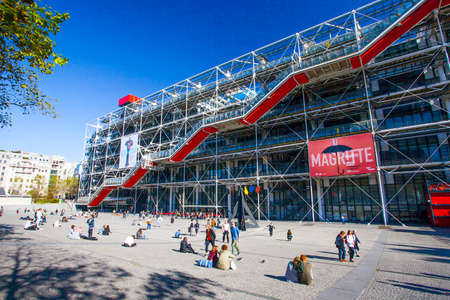 PARIS, FRANCE - October 10, 2016 : Facade of the Centre of Georges Pompidou . The Centre of Georges Pompidou is one of the most famous museums of the modern art in the worldのeditorial素材