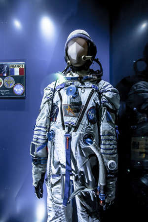 LE BOURGET,  PARIS, FRANCE - OCTOBER 8, 2016 : : Soviet cosmonaut spacesuit in the Museum of...