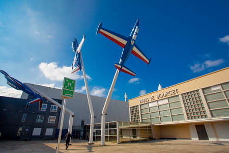 Airport Le Bourget, France - October 8, 2016 : Airplanes models at the main entrance to the famous aviation and cosmonautics museum at the airport Le Bourget,  one of the largest museums in the world, Paris, France.のeditorial素材