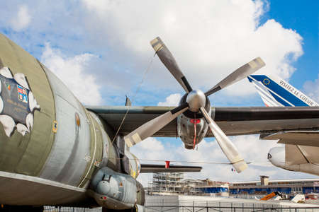 PARIS -Airport Le Bourget, France - October 8, 2016  : Military transport  Airybus planein Museum of...