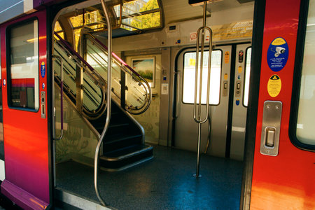 PARIS, FRANCE - OCTOBER 7, 2016: Special retro style interior od train  going to Versailles an d...