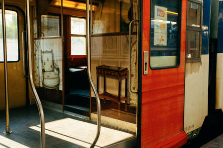 PARIS, FRANCE - OCTOBER 7, 2016: Special retro style interior od train  going to Versailles an d...