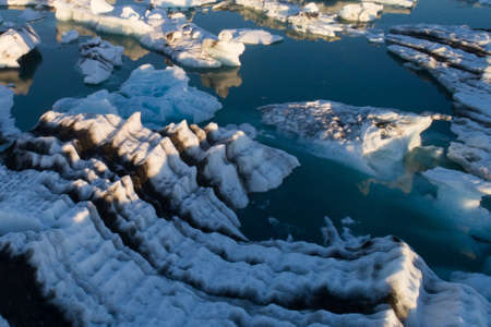 Glacier lagoon in Iceland suring the sunset