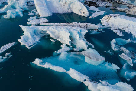 Glacier lagoon in Iceland suring the sunsetの写真素材