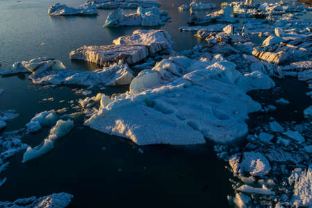 Glacier lagoon in Iceland suring the sunsetの写真素材