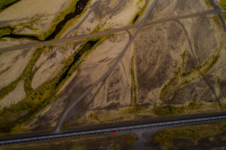 Landscapes and motorways of Iceland, taken with drone