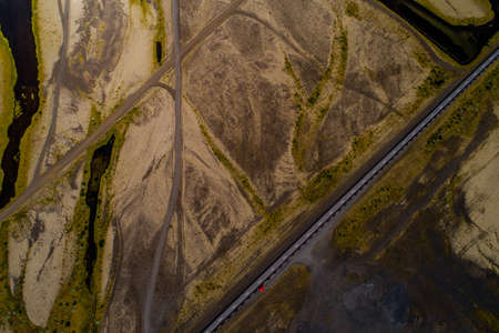 Landscapes and motorways of Iceland, taken with drone