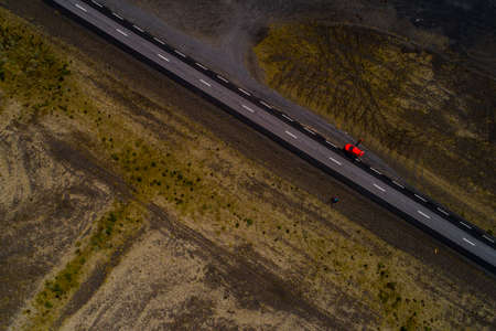 Landscapes and motorways of Iceland, taken with droneの写真素材
