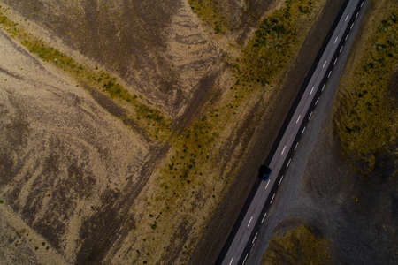 Landscapes and motorways of Iceland, taken with drone
