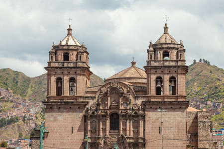 La Compania de Jesus church on Plaza de Armas square in Cuzco, Peru.の写真素材