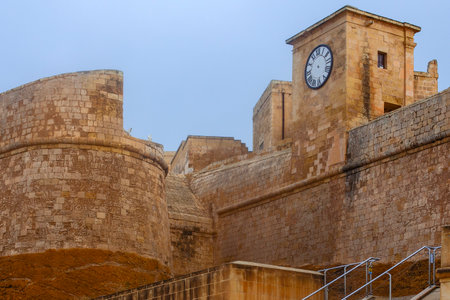 Citadel castle in downtown of Victoria, the capital of Gozo island in Maltaの写真素材