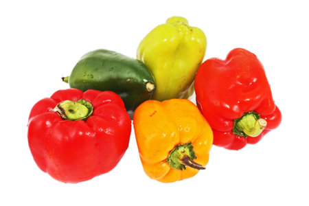 Colored paprika pepper isolated on a white backgroundの写真素材