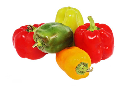 Colored paprika pepper isolated on a white backgroundの写真素材