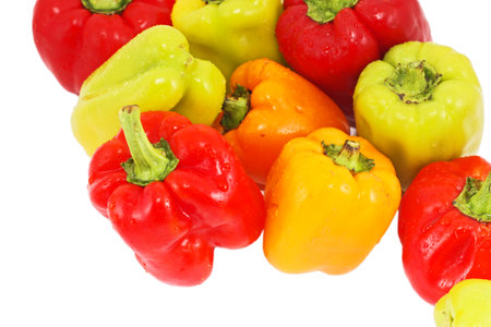 Colored paprika pepper isolated on a white backgroundの写真素材