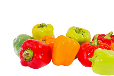 Colored paprika pepper isolated on a white backgroundの写真素材