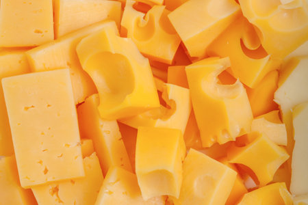 Assortment of different kinds holland cheese, backgroundの写真素材