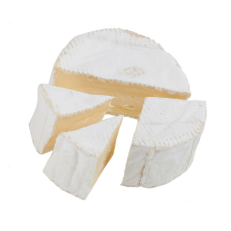 Brie cheese isolation on whiteの写真素材