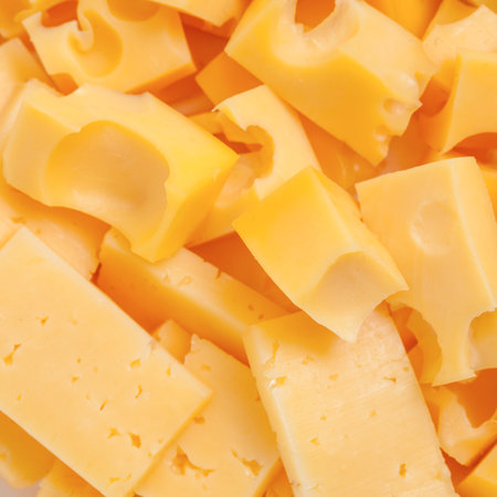 Assortment of different kinds holland cheese, backgroundの写真素材