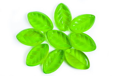 green leaf fruit  jelly candy isolatedの写真素材