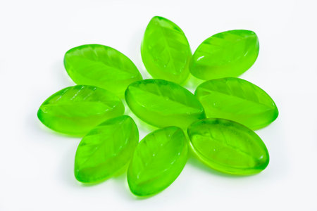 green leaf fruit  jelly candy isolatedの写真素材