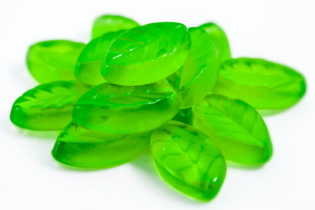 green leaf fruit  jelly candy isolatedの写真素材