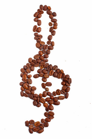 Coffee beans isolated on whiteの写真素材