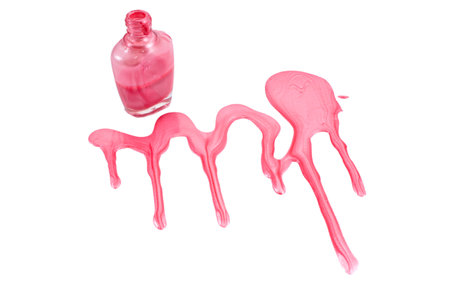 Bottle of the pink nail polish isolatedの写真素材