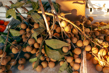Fresh dragon eye fruits on Langkawi marketの写真素材