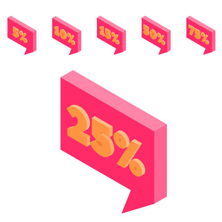 Bubble discount offer price label signboard isometric. Vector illustrationのイラスト素材