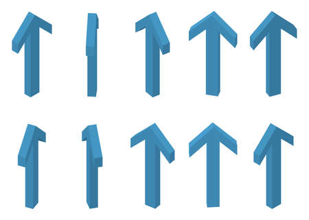 Arrow isometric rotate set. Vector illustration perspective