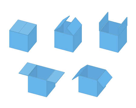 Box open isometric sequence animation.のイラスト素材