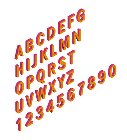 Font isometric 3d capital letters and number cartoon flat style clean isolatedのイラスト素材