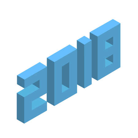 2018 happy new year, 3d isometric voxel cleanの写真素材