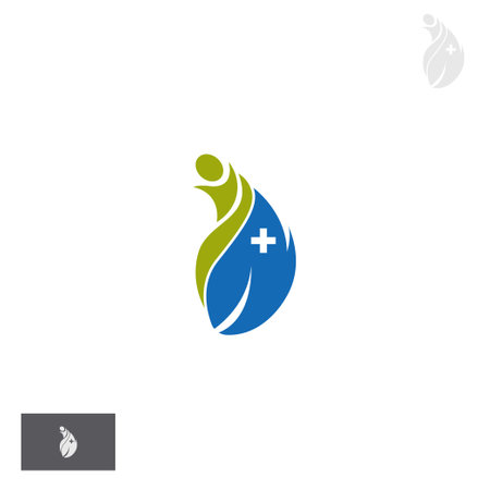 Healthcare, healing and care Logo template vector design illustration with healthy icons suitable for health establishments, health care, hospitals and health centersのイラスト素材
