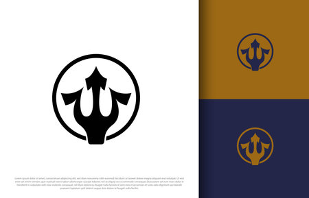 Logo or icon design illustration of God Poseidon's Trident. Simple Company Logo Design and business card suitable for company, branding and business. Premium logosのイラスト素材