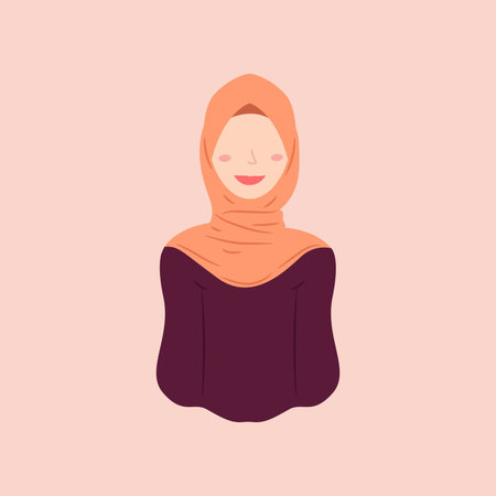 Muslim female character designs wearing hijab in trendy, popular and modern styles. Various avatars of Muslim women characters are suitable for the needs of Islamic graphic elementsのイラスト素材
