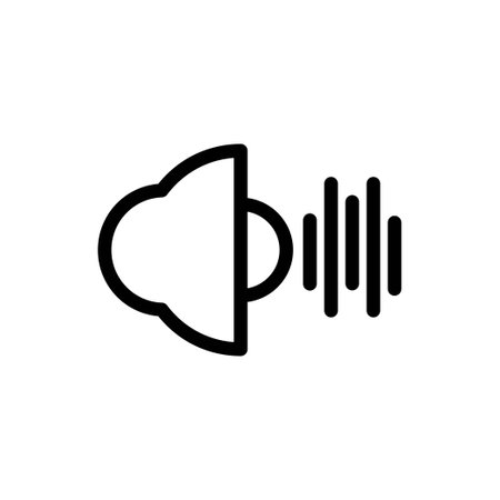 Music audio icon in trendy line style design. Vector graphic illustration. Music audio symbol for website, logo, app and interface design. Black icon vector designのイラスト素材