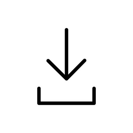 Download icon in trendy line style design. Vector graphic illustration. Download symbol for website, logo, app and interface design. Black icon vector designのイラスト素材