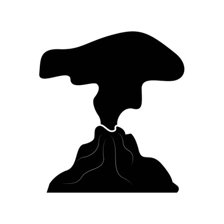 Erupting volcano icon in trendy flat style design. Vector graphic illustration. Natural disaster symbol for website, logo, app and interface design. Black icon vector designのイラスト素材