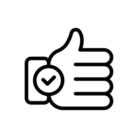 accepted icon vector illustration of an isolated sign symbol suitable for mobile phone displays, websites, logos, and application interfaces. Black line style vector icon collectionのイラスト素材