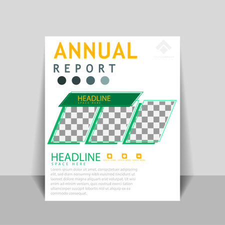 Cover designs for annual reports and business catalogs, magazines, pamphlets or booklets. Brochure template layout. Cover sample image. Template Designのイラスト素材