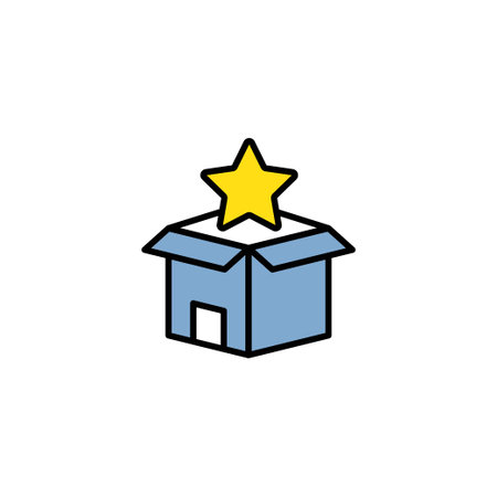Open gift box icon, star. icon vectorのイラスト素材