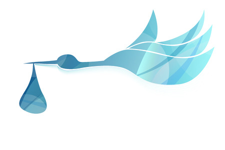 Abstract flying stork brings baby boy blue vectorのイラスト素材
