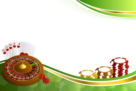 Background abstract green gold casino roulette cards chips craps illustration vectorのイラスト素材
