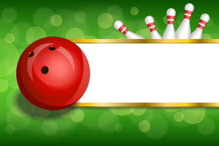 Background abstract green gold stripes bowling red ball frame illustration vectorのイラスト素材